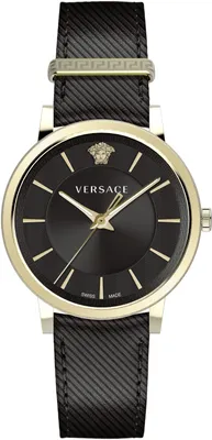 Produktbild von Versace VE5A00320 V-Circle schwarz gold Leder Herren Uhr NEU