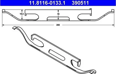 Produktbild von ATE Bremssattel-Feder Vorne 11.8116-0133.1 passend für MERCEDES-BENZ E-Klasse Limousine (W211) E-Klasse T-modell (S211) M-Klasse (W164) SLK (R170)