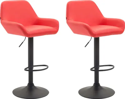 Imagen del producto de CLP, juego de 2 taburetes Braga, tapizados en cuero sintético, giratorios y con altura ajustable | Color: rojo, estructura: