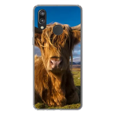 Produktbild von MuchoWow® Handyhülle Schutzhülle Hülle für Huawei P20 Lite (2020) Schottische Highlander - Tiere - Gras Silikon Softcase Handy Hülle - Kartenhalter