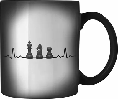 Produktbild von Trendation - Schach Geschenk Schachspieler Geschenkidee Farbwechsel Zauber-Tasse mit Schachfiguren Grafik (Schwarz)