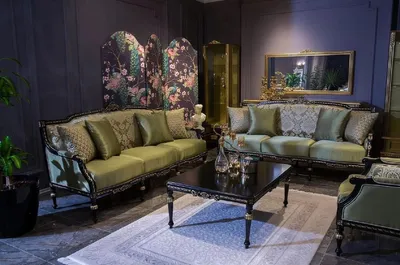 Produktbild von Casa Padrino Luxus Barock Wohnzimmer Set Grün / Schwarz / Gold - 2 Barock Sofas & 2 Barock Sessel & 1 Barock Couchtisch - Wohnzimmer Möbel im Barockstil - Barock Möbel - Barock Einrichtung