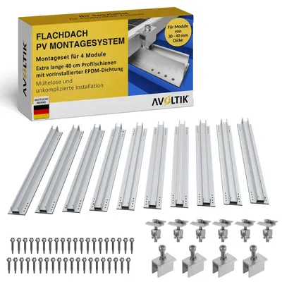 Produktbild von Solarmodul Halterung Solar Halterung Montageset Schiene 400 mm für 4 Solarmodule