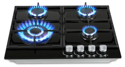 Zdjęcie produktu dla Płyta gazowa – wbudowana płyta ceramiczna – 4 palniki – gaz ziemny i propan – zapłon elektryczny 220 V – gładka powierzchnia – 3400 W