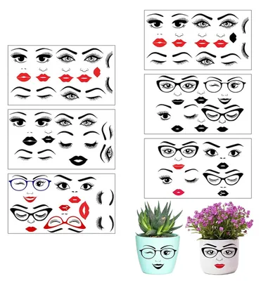 6 lustige Gesichtsaufkleber für DIY-Deko & Partyzubehör