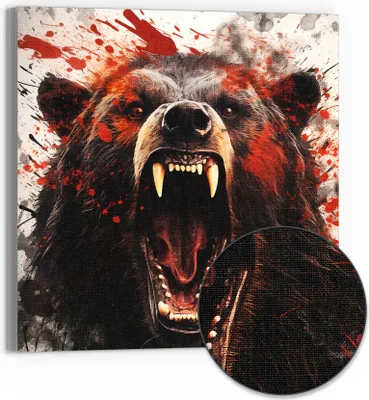 Produktbild von DEQORI Hybrid Leinwand Bild 30x30 cm 'Brüllende Wildnis' Wandbild Glas flach modern