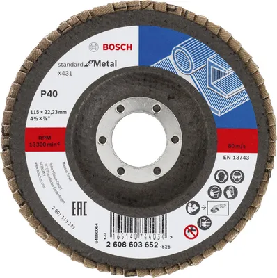 Produktbild von Fächerschleifscheibe X431 Standard for Metal, gewinkelt, 115 mm, 22,23 mm, 40