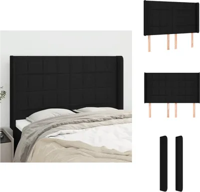 Produktbild von vidaXL Kopfteil mit Ohren Schwarz 147x16x118/128 cm Stoff -  Kopf- & Fußenden