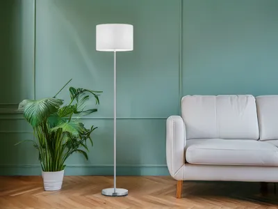 Produktbild von Design Stehleuchten mit LED & Stoffschirm in Weiß - Standlampen fürs Wohnzimmer