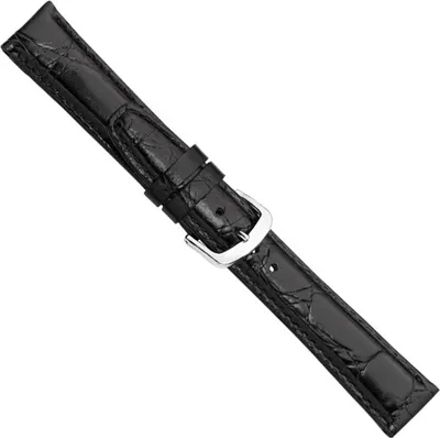 Produktbild von Krokoprägung Ersatzband Uhrenarmband Kalbsleder schwarz 20906S, Stegbreite:18mm