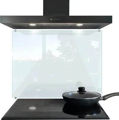 Produktbild von Herdabdeckplatte – Spritzschutz Glasplatte – Küchenrückwand – Schutzwand – Transparent – Hitzebeständig – 80x60 cm
