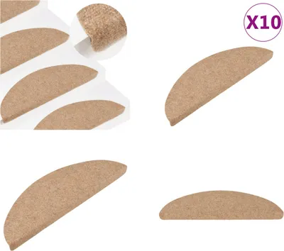 Immagine prodotto di vidaXL Tappetini per gradini autoadesivi 10 pz. Beige 65x22,5x3,5 cm - Tappetino per scale - Tappetini per scale - Tappeto per scale - Decorazione per scale