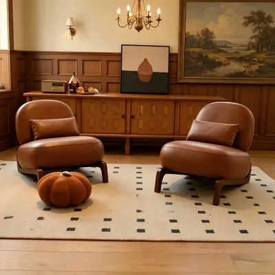 Image de Fauteuil relax - 86,9 x 72,1 x 69,9 cm, couleur marron, revêtement en similicuir et structure en bois, rembourrage confortable, utilisation polyvalente