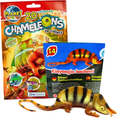 Produktbild von Blue Ocean Chamäleons Sammelfiguren 2024 - Planet Wow - Figur 14. Böhmes Zweihornchamäleon