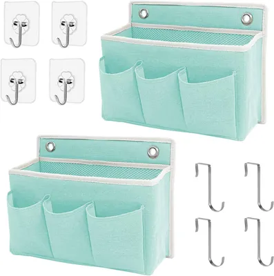 Productafbeelding van Muur organizer - Set van 2 - Tas hangmanden met groot gaasvak en 3 zakken deur organizer