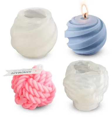 Immagine prodotto di 2 stampi in silicone per candele, adatti per la realizzazione di candele a forma di gomitolo