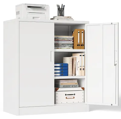 Productafbeelding van Lockable Opslagkast met 2 Instelbare Planken voor Kantoor en Garage