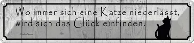 Produktbild von vianmo Blechschild 10x46 cm wo Katze niederlässt wird Glück Tier Haustier