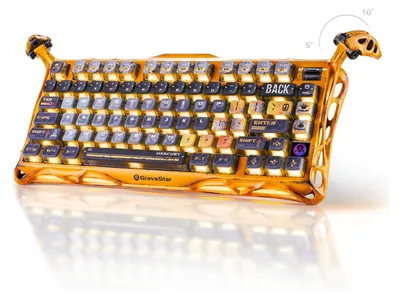 Immagine prodotto di Tastiera da gioco meccanica GravaStar Mercury K1 Pro BT5.0/2.4G/USB-C, 75% per Win/Mac, QWERTY, edizione speciale Battle-Worn