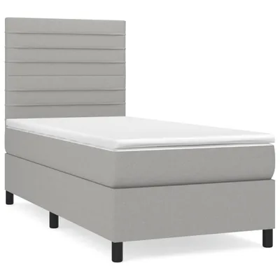 Productafbeelding van vidaXL Boxspringbed met matras, lichtgrijs, 90x200 cm, gestoffeerd