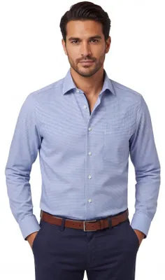 Immagine prodotto di Camicia Olymp in cotone blu stampato regular fit