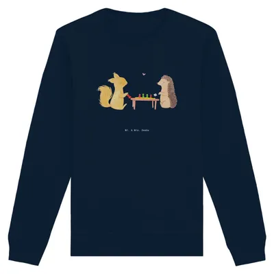 Produktbild von Mr. & Mrs. Panda Bio Baumwoll Pullover Eichhörnchen Gesellschaftsspiele Größe XS - French Navy - Geschenk, Sweatshirt, Sweater, Spieleabend, Pulli, Spielen