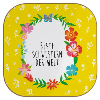 Produktbild von Mr. & Mrs. Panda Untersetzer für Gläser Schwestern - Weiß - Geschenk, Familie, gläseruntersetzer, Kleinigkeit, Glas, Liebe, Kaffeeuntersetzer, Geschwister, Schwesterherz