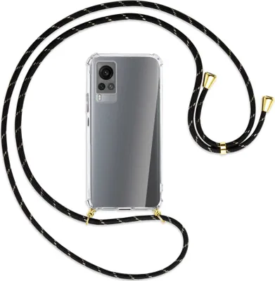 Produktbild von Handykette Backcover-Schutzhülle mit Band (Metall goldfarben) für vivo X60 - schwarz/gold