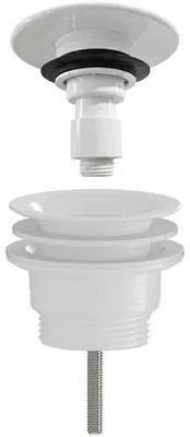 Productafbeelding van CERANO - Wastafelaftloop - 5/4" click-clack - universeel - niet afsluitbaar - kunststof - wit, glanzend