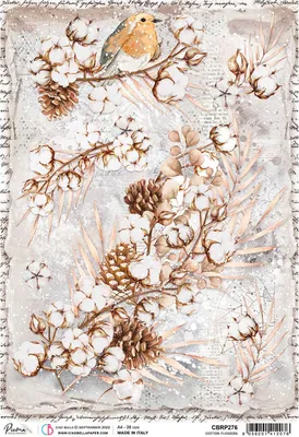 Produktbild von Motiv-Strohseide "Blüten im Winter", ca. 30 x 21,5 cm