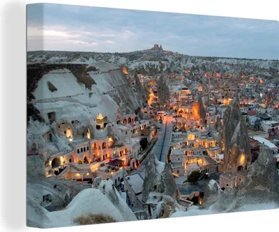 Produktbild von OneMillionCanvasses® - Leinwandbilder - 140x90 cm, Lichter - Kappadokien - Türkei, Wandbilder Kunstdruck Wanddekoration - Foto auf Leinwand - Gemälde auf Holzrahmen