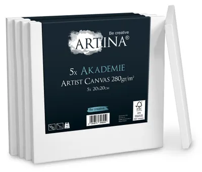 Produktbild von Artina Keilrahmen Leinwand Akademie, 20x20cm, 5er Set