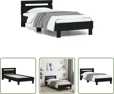 Produktbild von The Living Store Bettgestell mit Kopfteil Schwarz 90x200 cm Holzwerkstoff