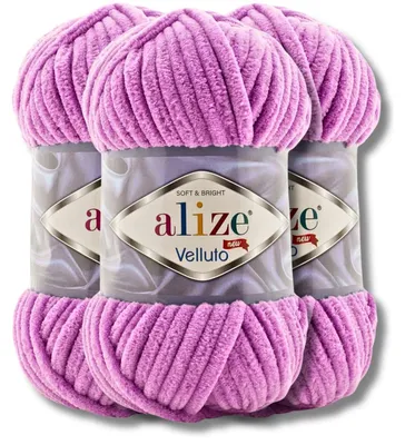 Produktbild von Alize 3x 100g Velluto dicke Wolle, Uni, Chenille, Häkeln, Stricken (Orchid | 378)