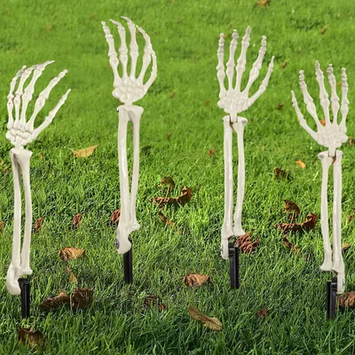 Productafbeelding van Halloween skeletarmen, 4 stuks, 46 cm, kunststof, voor tuin decoratie