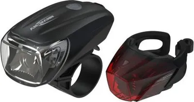 Produktbild von Ansmann Fahrradbeleuchtungs-Set, LED-Frontscheinwerfer und LED-Rückleuchte, StVO zugelassen, wiederaufladbar