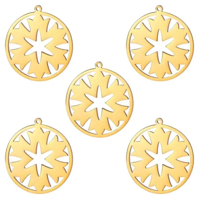 5 Schneeflocken-Anhänger aus Edelstahl für DIY-Schmuck