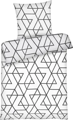 Produktbild von Mikrofaser Bettwäsche 155x220 cm aus 100% Polyester - Streifen Muster Weiß