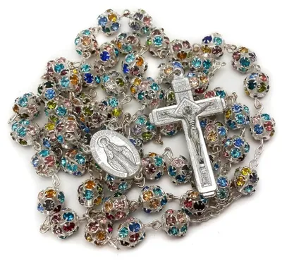 Immagine prodotto di Negozio Nazareth: Perline di cristallo di zirconio colorate, rosario, articoli religiosi cattolici in argento