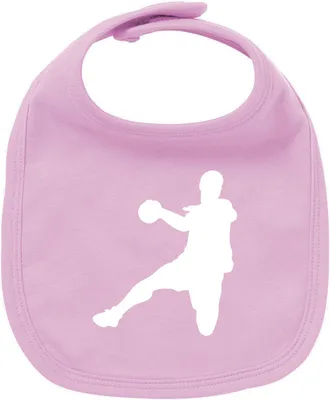 Produktbild von Huuraa Unisex Babylatz Handball Silhouette Geschenk Babypink  Baumwolle Handball Mitbringsel