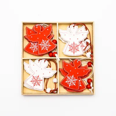 Immagine prodotto di Angelo in legno, 5x6 cm, rosso e bianco, 12 pezzi/confezione.