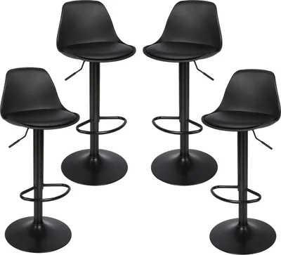 Produktbild von 4er Set Barhocker,Drehbare Barstuhl Tresenhocker Küchenhocker Höhenverstellbar aus Kunstleder - Schwarz