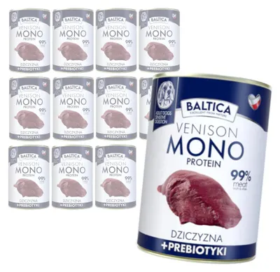 Zdjęcie produktu dla Baltica Monoprotein Dziczyzna Prebiotyki 12x400g Hipoalergiczna Bezzbożowa Mokra Karma Dla Psa