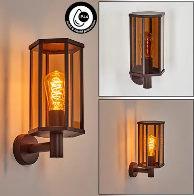 Produktbild von Atri Außenleuchte aus Metall/Glas in Rostfarben/Bernsteinfarben