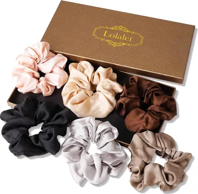 Image de Lolalet élastiques de cheveux en satin de soie pour femmes 6 pièces - 6 couleurs