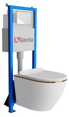 Produktbild von LAVITA WC-Set SOFI SLIM GOLD LINE LAV 101 LAV 200.4.1 spülrandlos Weiß