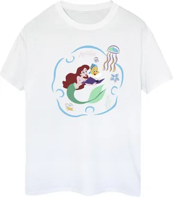 Produktbild von Disney - "The Little Mermaid Reading A Book" T-Shirt für Damen BI30983 (S) (Weiß)