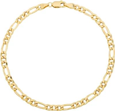 Produktbild von Tony Fein Figaroarmband 585er Gelbgold 4mm 14 Karat Gold Armband Gestempelt Herren Damen 18 cm