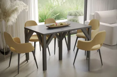 Produktbild von Endo-Moebel Esstisch Dunaj 130cm - 405cm ausziehbar erweiterbar Metallgestell Küchentisch (Beton Dunkel)