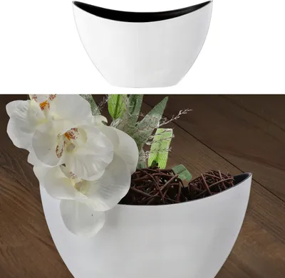 Produktbild von Deko Schale oval weiß/schwarz 24x14x10cm Kunststoff Pflanzschale Snackschale Obstschale